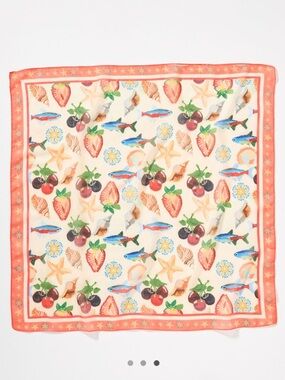 Free Ship over $60! Anthropologie Bright Icon Fruit 28” Neck Bag Hair Scarf NWT